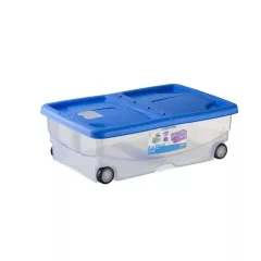   STEFANPLAST MARIO BOX - Műanyag tárolódoboz fedéllel és kerekekkel - KÉK - 60 x 40 x 18 cm
