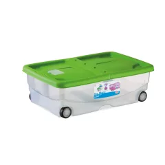   STEFANPLAST MARIO BOX - Műanyag tárolódoboz fedéllel és kerekekkel - ZÖLD - 60 x 40 x 18 cm