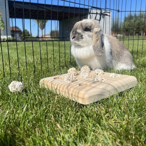 DUVO+ HAO Fából készült kirakó fűzfagolyókkal nyulaknak 9,7x19,7x2,5cm