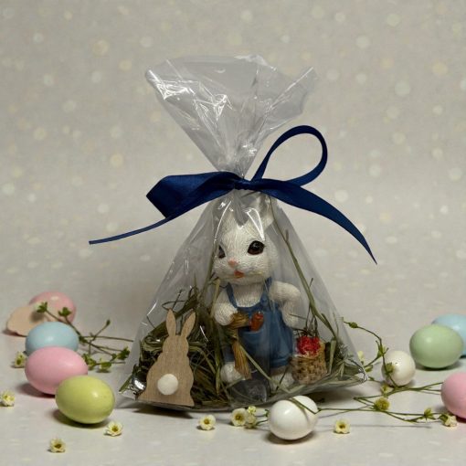 NYUSZISHOP.HU - Fehér nyuszi kantáros nadrágban - FIÚ