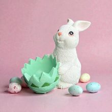 NYUSZISHOP.HU - Fehér nyuszi tojástartóval - FIÚ/TÜRKIZ