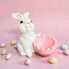 NYUSZISHOP.HU - Fehér nyuszi tojástartóval - LÁNY/RÓZSASZÍN