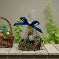 NYUSZISHOP.HU - Barna fiú nyuszi kék ruhában