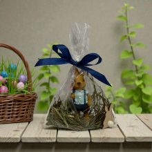 NYUSZISHOP.HU - Barna fiú nyuszi kék ruhában