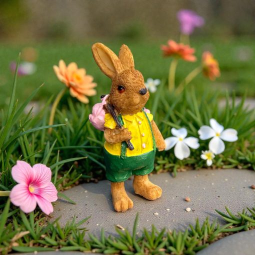 NYUSZISHOP.HU - Barna fiú nyuszi sárga-zöld ruhában