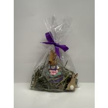 NYUSZISHOP.HU - Barna lány nyuszi lila ruhában