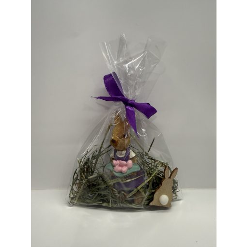 NYUSZISHOP.HU - Barna lány nyuszi lila ruhában