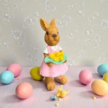 NYUSZISHOP.HU - Barna lány nyuszi rózsaszín ruhában