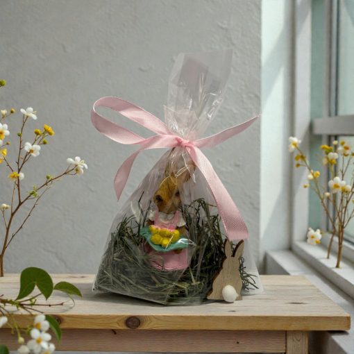 NYUSZISHOP.HU - Barna lány nyuszi rózsaszín ruhában