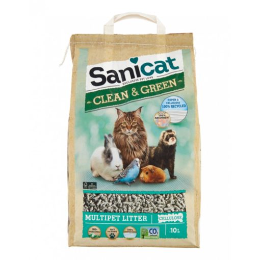 SaniCat Clean & Green Papír/cellulóz alom 10l