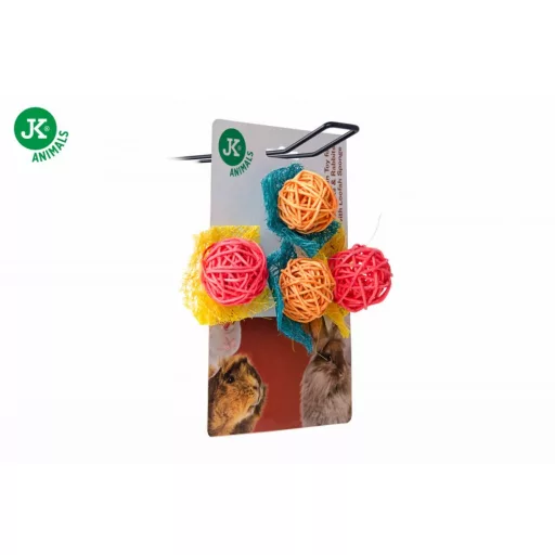 JK Animals Rattan golyós játék luffa szivaccsal 4db-os