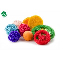   JK Animals Rattan játék mix - fagolyóval és luffa szivaccsal 5 cm