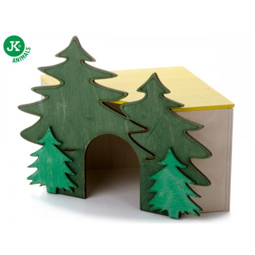 JK Animals Erdősarok faház fenyőfa mintával  15 × 15 × 16 cm