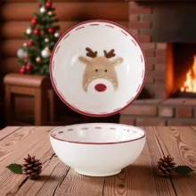 NYUSZISHOP.HU - HelloWinter Collection - Rénszarvasos kerámia tál