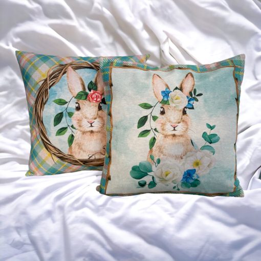 NYUSZISHOP.HU - Tavaszi nyuszis Párnahuzat - RÓZSASZÍN VIRÁGOS