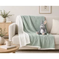  NYUSZISHOP.HU - Teddy takaró nyuszi mintával - ZÖLD - 200x150 cm