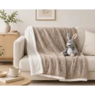   NYUSZISHOP.HU - Teddy takaró nyuszi mintával KICSI - BÉZS - 150x100 cm