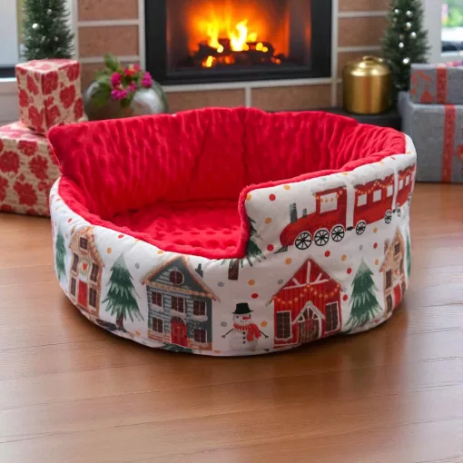 NYUSZISHOP.HU - Karácsonyi kisvonatos-házikós fekhely - ø40 cm