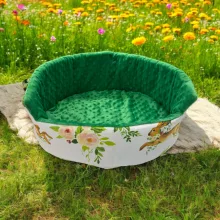 NYUSZISHOP.HU - Zöld nyuszis/őzikés fekhely - ø40 cm