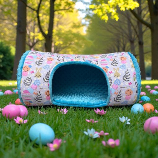 NYUSZISHOP.HU - XL Hengerházikó/bújó - Tojásos-nyuszis kék Ø27x50 cm