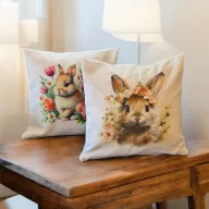  NYUSZISHOP.HU - "Nyuszi piros tulipánokkal" párnahuzat