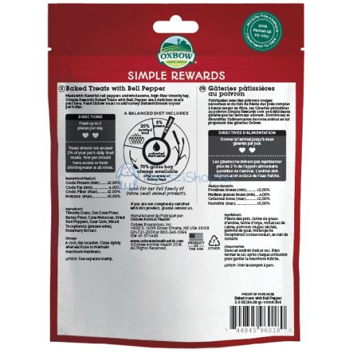 Oxbow Simple Rewards Bell Pepper - Kalifornia paprikás jutalomfalat 85g