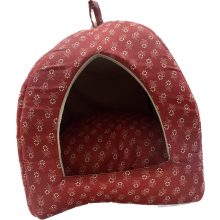 Piros Igloo-bújó kisállatoknak  44 x 44 cm - piros/mintás