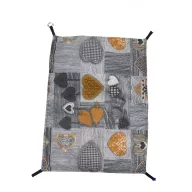   Hinta/lógó fekhely görényeknek 32x42 cm Szürke - sárga szívekkel - NAGY