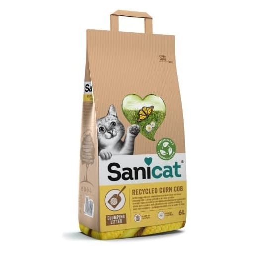 SaniCat Corn Cob - Újrahasznosított kukoricacsutka alom 6l / 2,8 kg