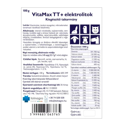 VitaMax TT+ elektrolit kiegészítő eleség 100g