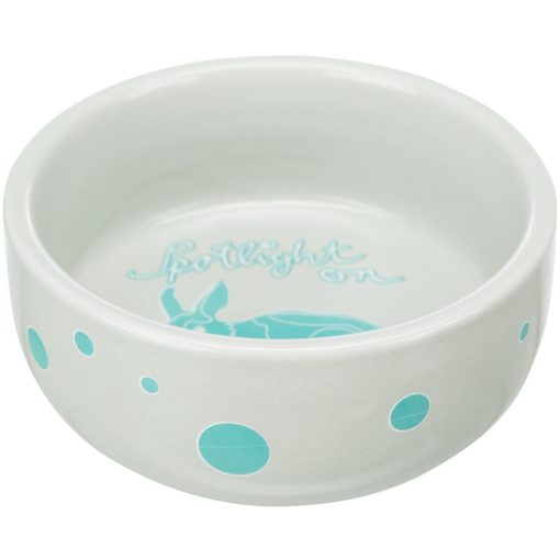 Trixie 60739 Pöttyös kerámia tál - "Spotlight on" nyuszis mintával 250 ml - KÉK