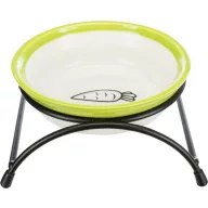   Trixie 60749 Ceramic Bowl with Holder - Kerámia tál (zöld, nyuszis minta) fémtartóval (0.3l/ø 13cm)