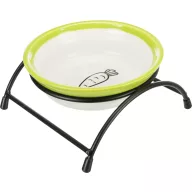   Trixie 60749 Ceramic Bowl with Holder - Kerámia tál (zöld, nyuszis minta) fémtartóval (0.3l/ø 13cm)