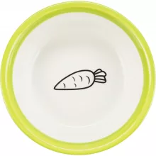 Trixie 60749 Ceramic Bowl with Holder - Kerámia tál (zöld, nyuszis minta) fémtartóval (0.3l/ø 13cm)
