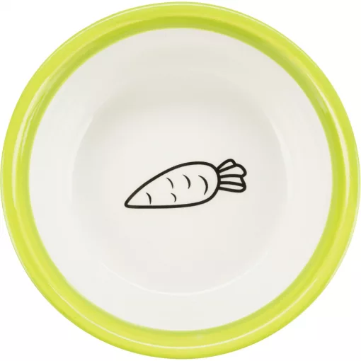 Trixie 60749 Ceramic Bowl with Holder - Kerámia tál (zöld, nyuszis minta) fémtartóval (0.3l/ø 13cm)
