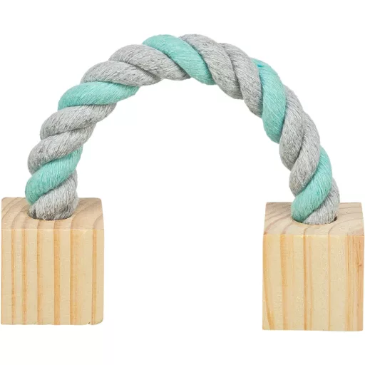 Trixie kötéljáték fakockával 6186 20 cm - KÉK/SZÜRKE
