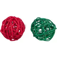 Trixie XMAS rattan labda szett - PIROS/ZÖLD